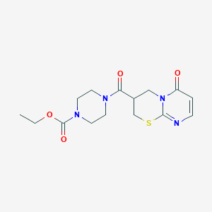 molecular formula C15H20N4O4S B2758203 Ethyl 4-(6-oxo-2,3,4,6-tetrahydropyrimido[2,1-b][1,3]thiazine-3-carbonyl)piperazine-1-carboxylate CAS No. 1396747-82-2