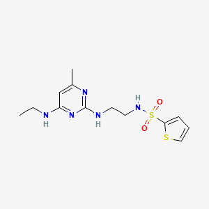 molecular formula C13H19N5O2S2 B2758277 N-(2-((4-(ethylamino)-6-methylpyrimidin-2-yl)amino)ethyl)thiophene-2-sulfonamide CAS No. 1334372-62-1