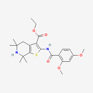 molecular formula C23H30N2O5S B2758348 ethyl 2-(2,4-dimethoxybenzamido)-5,5,7,7-tetramethyl-4H,5H,6H,7H-thieno[2,3-c]pyridine-3-carboxylate CAS No. 896680-17-4