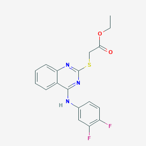 molecular formula C18H15F2N3O2S B2758363 ethyl 2-({4-[(3,4-difluorophenyl)amino]quinazolin-2-yl}sulfanyl)acetate CAS No. 688356-10-7