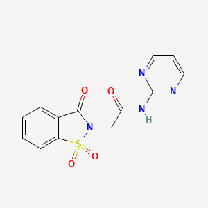 molecular formula C13H10N4O4S B2758393 N-(pyrimidin-2-yl)-2-(1,1,3-trioxo-2,3-dihydro-1lambda6,2-benzothiazol-2-yl)acetamide CAS No. 899756-96-8