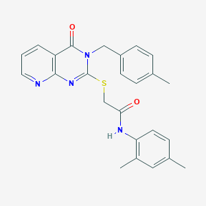 molecular formula C25H24N4O2S B2758403 N-(2,4-dimethylphenyl)-2-({3-[(4-methylphenyl)methyl]-4-oxo-3H,4H-pyrido[2,3-d]pyrimidin-2-yl}sulfanyl)acetamide CAS No. 902911-22-2