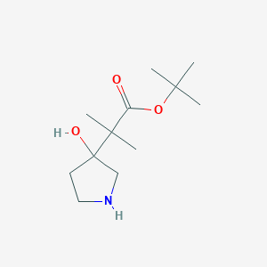 molecular formula C12H23NO3 B2758511 Tert-butyl 2-(3-hydroxypyrrolidin-3-yl)-2-methylpropanoate CAS No. 2287339-45-9