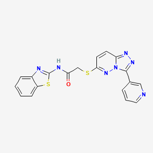 molecular formula C19H13N7OS2 B2758521 N-(1,3-benzothiazol-2-yl)-2-{[3-(pyridin-3-yl)-[1,2,4]triazolo[4,3-b]pyridazin-6-yl]sulfanyl}acetamide CAS No. 868969-01-1