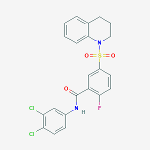 N-(3,4-dichlorophenyl)-5-((3,4-dihydroquinolin-1(2H)-yl)sulfonyl)-2-fluorobenzamide