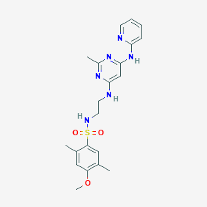 4-methoxy-2,5-dimethyl-N-(2-((2-methyl-6-(pyridin-2-ylamino)pyrimidin-4-yl)amino)ethyl)benzenesulfonamide