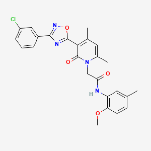 molecular formula C25H23ClN4O4 B2758586 2-{3-[3-(3-chlorophenyl)-1,2,4-oxadiazol-5-yl]-4,6-dimethyl-2-oxo-1,2-dihydropyridin-1-yl}-N-(2-methoxy-5-methylphenyl)acetamide CAS No. 946371-10-4