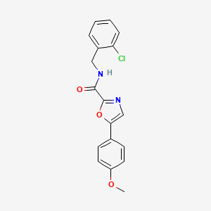 molecular formula C18H15ClN2O3 B2758607 N-[(2-CHLOROPHENYL)METHYL]-5-(4-METHOXYPHENYL)-1,3-OXAZOLE-2-CARBOXAMIDE CAS No. 955682-95-8