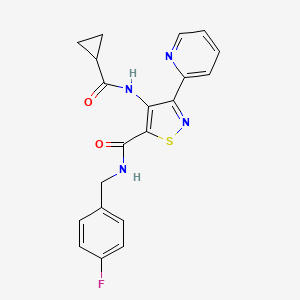 molecular formula C20H17FN4O2S B2758614 4-cyclopropaneamido-N-[(4-fluorophenyl)methyl]-3-(pyridin-2-yl)-1,2-thiazole-5-carboxamide CAS No. 1251627-79-8