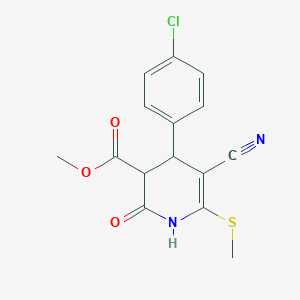 molecular formula C15H13ClN2O3S B2758616 methyl 4-(4-chlorophenyl)-5-cyano-6-(methylsulfanyl)-2-oxo-1,2,3,4-tetrahydropyridine-3-carboxylate CAS No. 354990-32-2