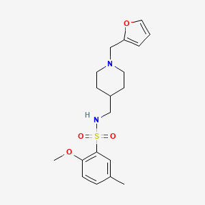 molecular formula C19H26N2O4S B2758627 N-((1-(furan-2-ylmethyl)piperidin-4-yl)methyl)-2-methoxy-5-methylbenzenesulfonamide CAS No. 953230-78-9