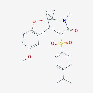 molecular formula C23H27NO5S B2758642 4-methoxy-9,10-dimethyl-12-[4-(propan-2-yl)benzenesulfonyl]-8-oxa-10-azatricyclo[7.3.1.0^{2,7}]trideca-2,4,6-trien-11-one CAS No. 1052612-67-5