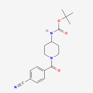 molecular formula C18H23N3O3 B2758675 tert-Butyl 1-(4-cyanobenzoyl)piperidin-4-ylcarbamate CAS No. 1286274-54-1
