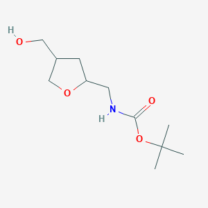 molecular formula C11H21NO4 B2758698 Tert-butyl N-[[4-(hydroxymethyl)oxolan-2-yl]methyl]carbamate CAS No. 2302970-55-2