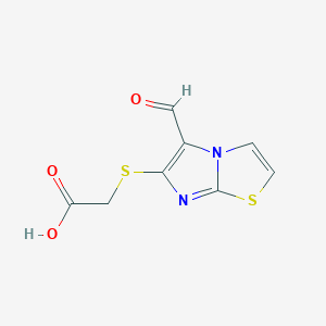 molecular formula C8H6N2O3S2 B2758734 2-((5-Formylimidazo[2,1-b]thiazol-6-yl)thio)acetic acid CAS No. 857493-72-2
