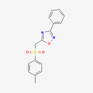 molecular formula C16H14N2O3S B2758757 3-Phenyl-5-(tosylmethyl)-1,2,4-oxadiazole CAS No. 1105198-96-6