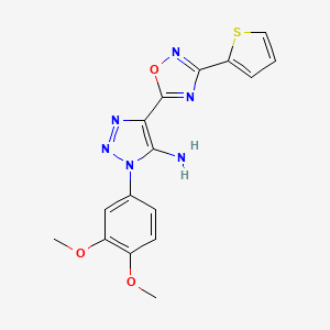 molecular formula C16H14N6O3S B2758771 1-(3,4-dimethoxyphenyl)-4-(3-(thiophen-2-yl)-1,2,4-oxadiazol-5-yl)-1H-1,2,3-triazol-5-amine CAS No. 892749-36-9