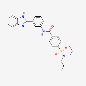 molecular formula C28H32N4O3S B2758784 N-(3-(1H-benzo[d]imidazol-2-yl)phenyl)-4-(N,N-diisobutylsulfamoyl)benzamide CAS No. 477493-44-0