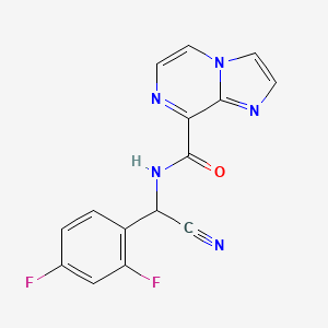 molecular formula C15H9F2N5O B2758787 N-[Cyano-(2,4-difluorophenyl)methyl]imidazo[1,2-a]pyrazine-8-carboxamide CAS No. 1436043-66-1