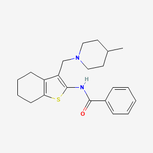 molecular formula C22H28N2OS B2758792 N-{3-[(4-methylpiperidin-1-yl)methyl]-4,5,6,7-tetrahydro-1-benzothiophen-2-yl}benzamide CAS No. 356569-59-0