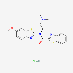 molecular formula C20H21ClN4O2S2 B2758794 N-(2-(dimethylamino)ethyl)-N-(6-methoxybenzo[d]thiazol-2-yl)benzo[d]thiazole-2-carboxamide hydrochloride CAS No. 1215519-43-9