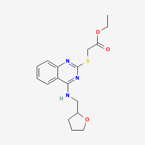 molecular formula C17H21N3O3S B2758831 Ethyl 2-[4-(oxolan-2-ylmethylamino)quinazolin-2-yl]sulfanylacetate CAS No. 422533-28-6