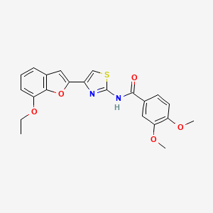 molecular formula C22H20N2O5S B2758852 N-[4-(7-ethoxy-1-benzofuran-2-yl)-1,3-thiazol-2-yl]-3,4-dimethoxybenzamide CAS No. 921870-77-1