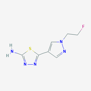 molecular formula C7H8FN5S B2758889 5-[1-(2-fluoroethyl)-1H-pyrazol-4-yl]-1,3,4-thiadiazol-2-amine CAS No. 1946812-88-9