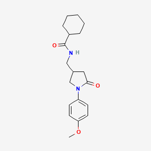 molecular formula C19H26N2O3 B2758927 N-{[1-(4-methoxyphenyl)-5-oxopyrrolidin-3-yl]methyl}cyclohexanecarboxamide CAS No. 954628-10-5