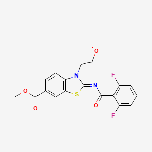 molecular formula C19H16F2N2O4S B2758938 methyl (2Z)-2-[(2,6-difluorobenzoyl)imino]-3-(2-methoxyethyl)-2,3-dihydro-1,3-benzothiazole-6-carboxylate CAS No. 864975-41-7