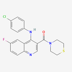 molecular formula C20H17ClFN3OS B2758945 N-(4-CHLOROPHENYL)-6-FLUORO-3-(THIOMORPHOLINE-4-CARBONYL)QUINOLIN-4-AMINE CAS No. 1358760-39-0