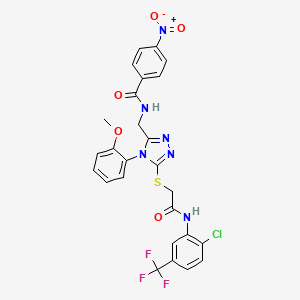 molecular formula C26H20ClF3N6O5S B2758964 N-({5-[({[2-chloro-5-(trifluoromethyl)phenyl]carbamoyl}methyl)sulfanyl]-4-(2-methoxyphenyl)-4H-1,2,4-triazol-3-yl}methyl)-4-nitrobenzamide CAS No. 394662-51-2