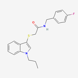 molecular formula C20H21FN2OS B2758971 N-[(4-fluorophenyl)methyl]-2-[(1-propyl-1H-indol-3-yl)sulfanyl]acetamide CAS No. 851412-13-0
