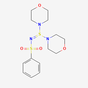 molecular formula C14H21N3O4S2 B2758987 N-[bis(morpholin-4-yl)-lambda4-sulfanylidene]benzenesulfonamide CAS No. 3249-58-9