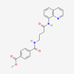 molecular formula C22H21N3O4 B2759022 Methyl 4-((4-oxo-4-(quinolin-8-ylamino)butyl)carbamoyl)benzoate CAS No. 1251574-46-5