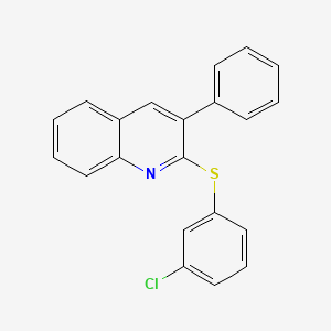 molecular formula C21H14ClNS B2759023 2-[(3-Chlorophenyl)sulfanyl]-3-phenylquinoline CAS No. 339013-94-4