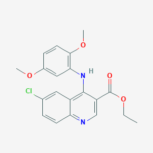 molecular formula C20H19ClN2O4 B2759065 Ethyl 6-chloro-4-[(2,5-dimethoxyphenyl)amino]quinoline-3-carboxylate CAS No. 955282-79-8