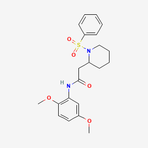 molecular formula C21H26N2O5S B2759083 2-[1-(benzenesulfonyl)piperidin-2-yl]-N-(2,5-dimethoxyphenyl)acetamide CAS No. 1021040-35-6