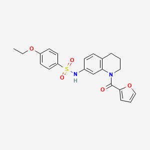 molecular formula C22H22N2O5S B2759131 4-ethoxy-N-[1-(furan-2-carbonyl)-1,2,3,4-tetrahydroquinolin-7-yl]benzene-1-sulfonamide CAS No. 1005298-64-5