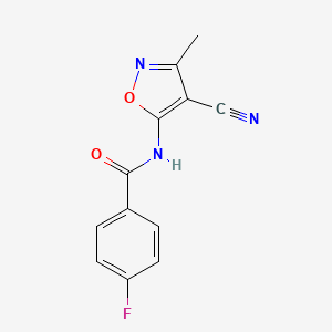 molecular formula C12H8FN3O2 B2759139 N-(4-cyano-3-methyl-1,2-oxazol-5-yl)-4-fluorobenzamide CAS No. 478033-14-6