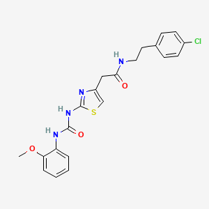 molecular formula C21H21ClN4O3S B2759181 N-(4-chlorophenethyl)-2-(2-(3-(2-methoxyphenyl)ureido)thiazol-4-yl)acetamide CAS No. 921474-54-6