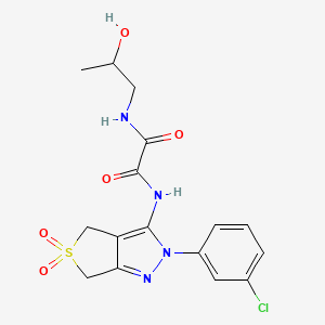 molecular formula C16H17ClN4O5S B2759186 N'-[2-(3-chlorophenyl)-5,5-dioxo-2H,4H,6H-5lambda6-thieno[3,4-c]pyrazol-3-yl]-N-(2-hydroxypropyl)ethanediamide CAS No. 899962-30-2