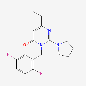 molecular formula C17H19F2N3O B2759187 3-[(2,5-Difluorophenyl)methyl]-6-ethyl-2-(pyrrolidin-1-yl)-3,4-dihydropyrimidin-4-one CAS No. 1340911-53-6