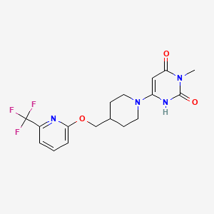 molecular formula C17H19F3N4O3 B2759193 3-Methyl-6-[4-({[6-(trifluoromethyl)pyridin-2-yl]oxy}methyl)piperidin-1-yl]-1,2,3,4-tetrahydropyrimidine-2,4-dione CAS No. 2199652-91-8