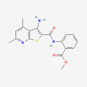 molecular formula C18H17N3O3S B2759196 methyl 2-{3-amino-4,6-dimethylthieno[2,3-b]pyridine-2-amido}benzoate CAS No. 333329-23-0