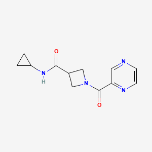 molecular formula C12H14N4O2 B2759212 N-cyclopropyl-1-(pyrazine-2-carbonyl)azetidine-3-carboxamide CAS No. 1396801-47-0