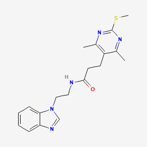 molecular formula C19H23N5OS B2759241 N-[2-(1H-1,3-benzodiazol-1-yl)ethyl]-3-[4,6-dimethyl-2-(methylsulfanyl)pyrimidin-5-yl]propanamide CAS No. 1240943-08-1