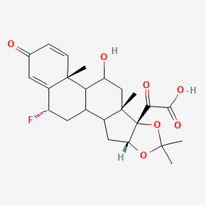 molecular formula C24H29FO7 B2759257 2-[(4R,8S,9S,11S,13R,19S)-19-fluoro-11-hydroxy-6,6,9,13-tetramethyl-16-oxo-5,7-dioxapentacyclo[10.8.0.02,9.04,8.013,18]icosa-14,17-dien-8-yl]-2-oxoacetic acid CAS No. 1432475-16-5