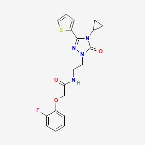 molecular formula C19H19FN4O3S B2759270 N-(2-(4-cyclopropyl-5-oxo-3-(thiophen-2-yl)-4,5-dihydro-1H-1,2,4-triazol-1-yl)ethyl)-2-(2-fluorophenoxy)acetamide CAS No. 1448053-29-9