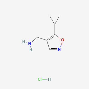 molecular formula C7H11ClN2O B2759272 (5-cyclopropyl-1,2-oxazol-4-yl)methanamine hydrochloride CAS No. 2172019-13-3